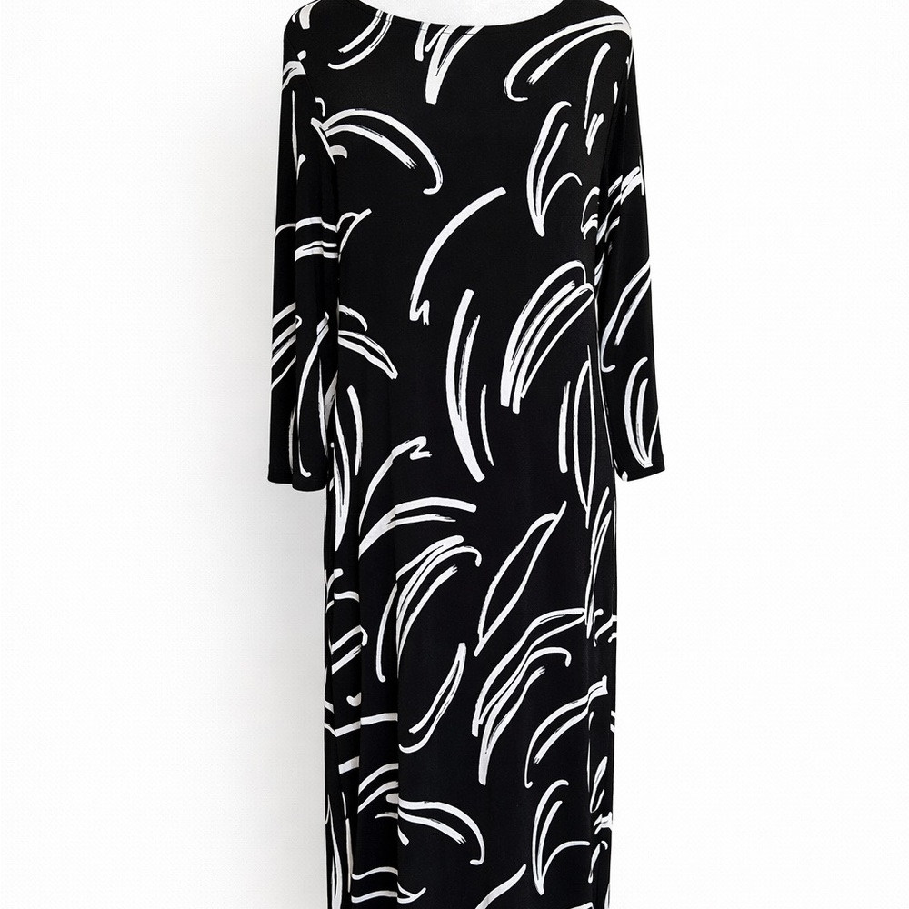 Chico's Black and White Abstract Midi Dress